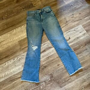 Lee Heritage High-Rise Distressed Medium Wash Flare Denim Jeans Size 6M